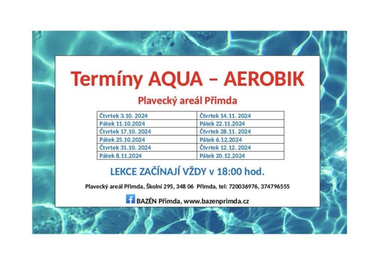 Termíny AQUA – AEROBIKU (říjen-prosinec 2024)